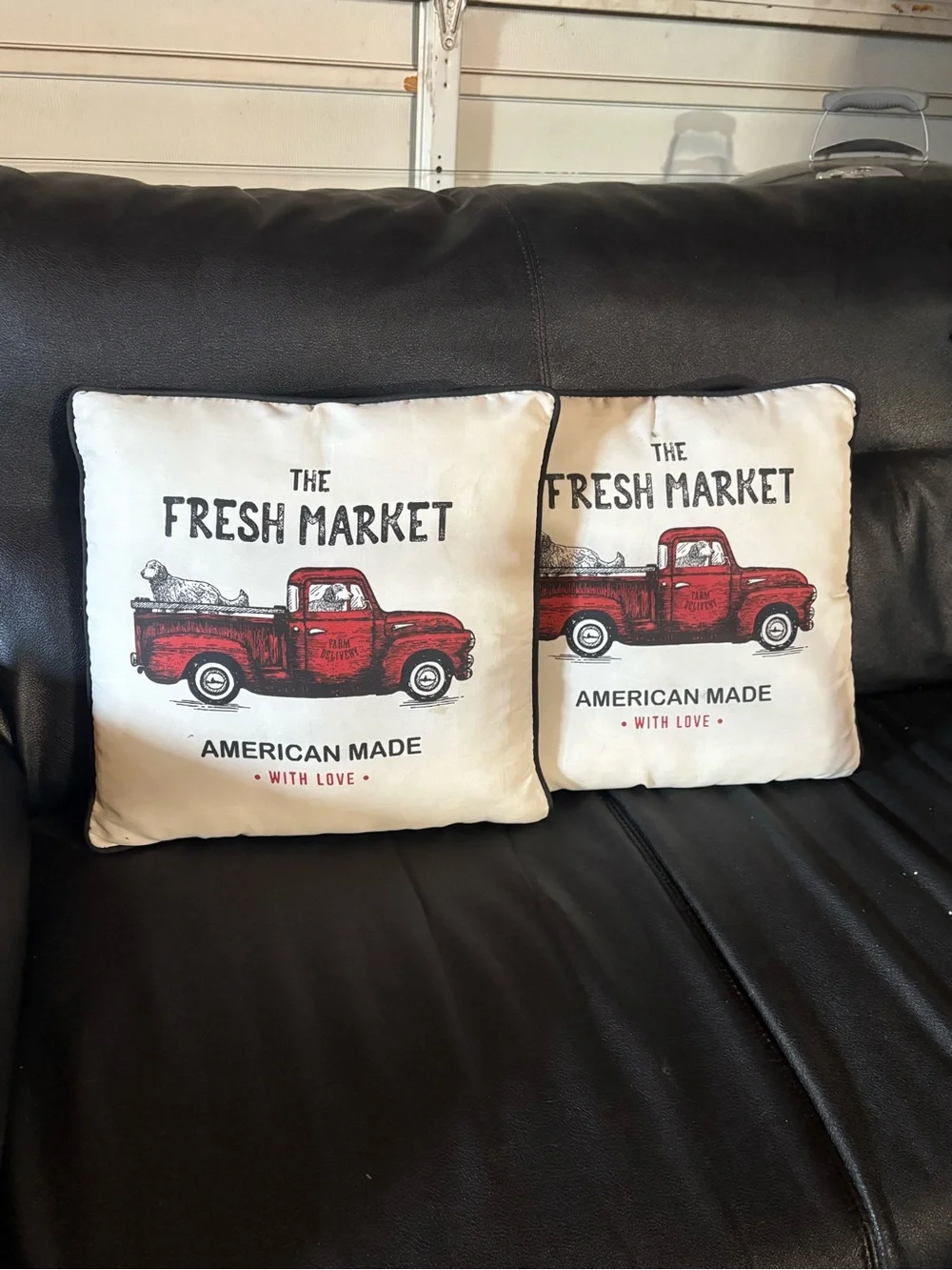 The Fresh Market Red Truck Decorative Throw Pillow (Set of 2)